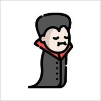 A cartoon dracula with a black cape and red hat vector