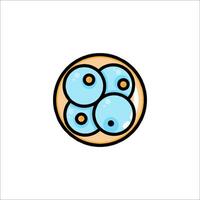 A blue and yellow circle with two spheres inside vector