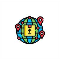 A globe with a map and a pin on it vector