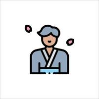 A man in a kimono is holding a flower vector