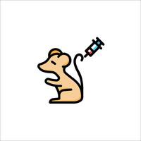 A mouse with a syringe in its mouth vector