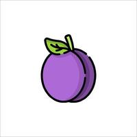 A purple plum fruit icon on a white background vector