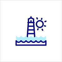A lighthouse and sun icon on a white background vector