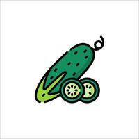 A cucumber icon with a slice of cucumber vector