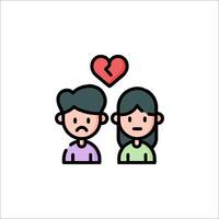 Couple with broken heart icon vector