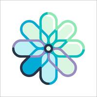 A flower logo with blue and green colors vector