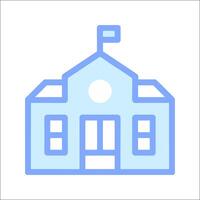 A blue school building icon vector