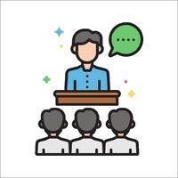 A man giving a speech to a group of people vector