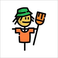 A stick figure with a hat and a rake vector