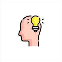 A man's head with an idea light bulb icon vector