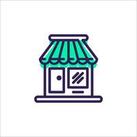 A store front icon with a green and purple color scheme vector