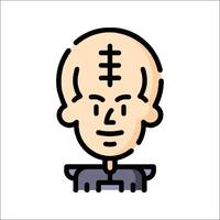 A cartoon man with a bald head and a black shirt vector