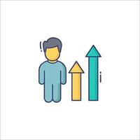 A man is standing next to an arrow and a graph vector
