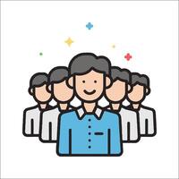 A group of people with a man in the middle vector