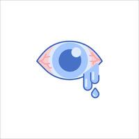 An eye with tears on it, with a white background vector