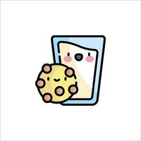 A glass of milk and a cookie vector
