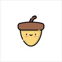 A cute acorn icon with a face vector