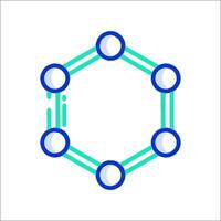 A hexagon with four circles in it vector