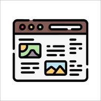 A web page icon with a picture of a newspaper vector