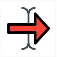 A red arrow pointing to the right vector