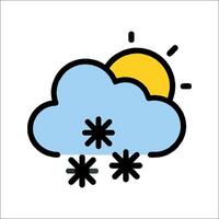 A cloud with snowflakes and sun in the background vector