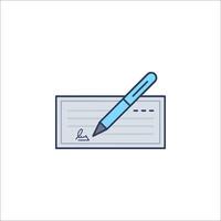 Check line icon with pen and paper vector