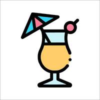 A drink with an umbrella and a cocktail vector