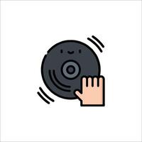 A hand holding a record icon on a white background vector