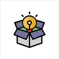 An open box with a light bulb inside vector