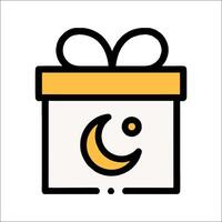 A gift box with a crescent moon inside vector
