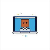 A laptop with a man's face on it vector
