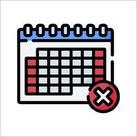 Calendar icon with a red cross and a calendar vector