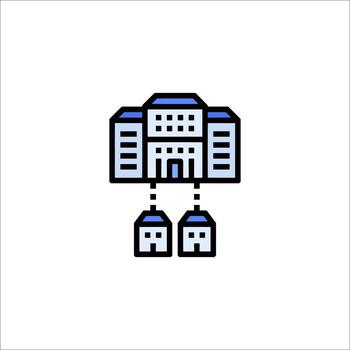 A building with two windows and a ladder vector