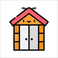 A cartoon house with a door and a window vector