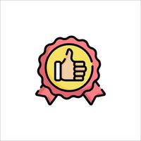 A thumbs up icon with a ribbon around it vector