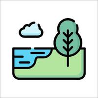 A tree and a river in the middle of a field vector