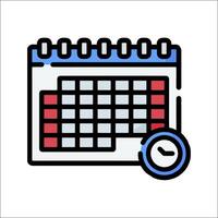 Calendar icon with clock illustration vector
