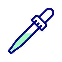 A blue and green line icon of a syringe vector