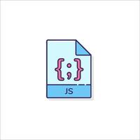 Js file icon with a blue and pink outline vector