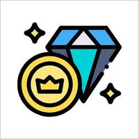 A diamond and a coin with a crown on it vector