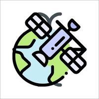 A satellite with a globe on it vector