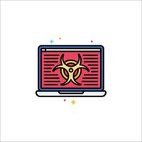A laptop with a biohazard symbol on it vector