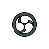 A black and white logo with a circle vector