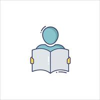 A person reading a book icon vector