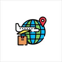 Travel icon with airplane and map vector