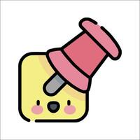 A cute little pin with a pink spool on it vector