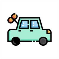 A cartoon car with a hat on top of it vector