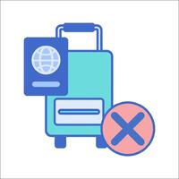A suitcase with a passport and a globe icon vector