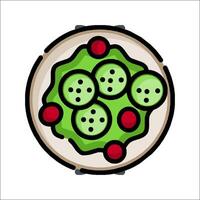 A pizza with cucumbers and tomatoes on it vector