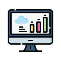 A computer monitor with a bar chart on it vector